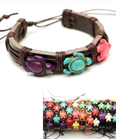 24 Pieces of Wholesale Faux Leather Turtle Bracelet