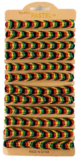 24 Pieces Wholesale Braided/ Crocheted Bracelet Rasta Color - Bracelets