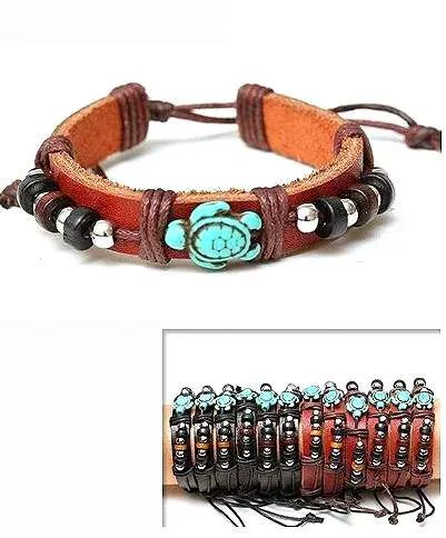 24 Pieces Wholesale Turtle Leather Bracelet (black/brown) - Bracelets