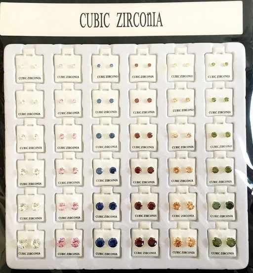 36 Pieces of Wholesale Cubic Zirconia Studs Earring Round Shape