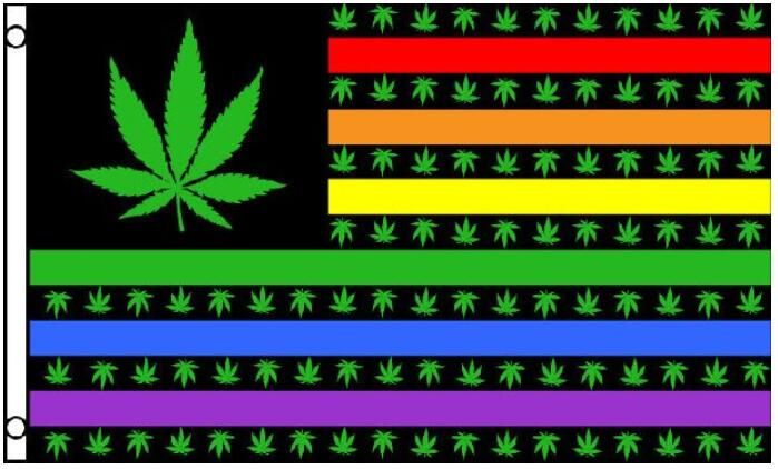 24 Pieces Wholesale 3'x5' Rainbow Marijuana Leaf Pattern Flag - Flag