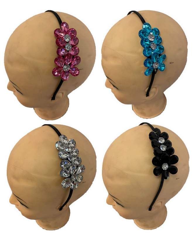 24 Pieces Wholesale Rhinestone Flower Hair Band - Hair Accessories