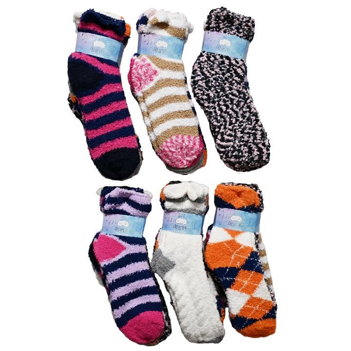 60 pieces of 5pk Ladies Cozy Striped Crew Socks 9-11 Size C/p 60