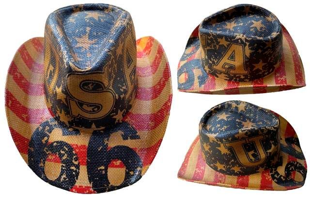 24 Pieces of Wholesale Route 66 Western Cowboy Hat With Usa Flag
