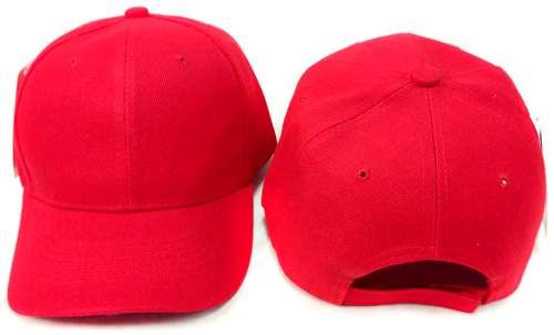 24 Pieces Wholesale Adjustable Baseball Hat Plain Red - Baseball Caps & Snap Backs