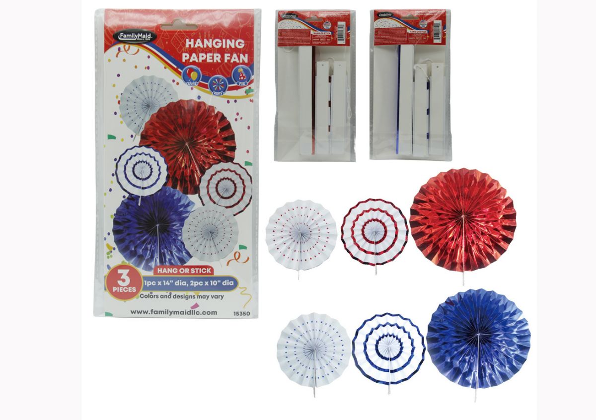 144 Pieces of 3-Piece Hanging Paper Fan