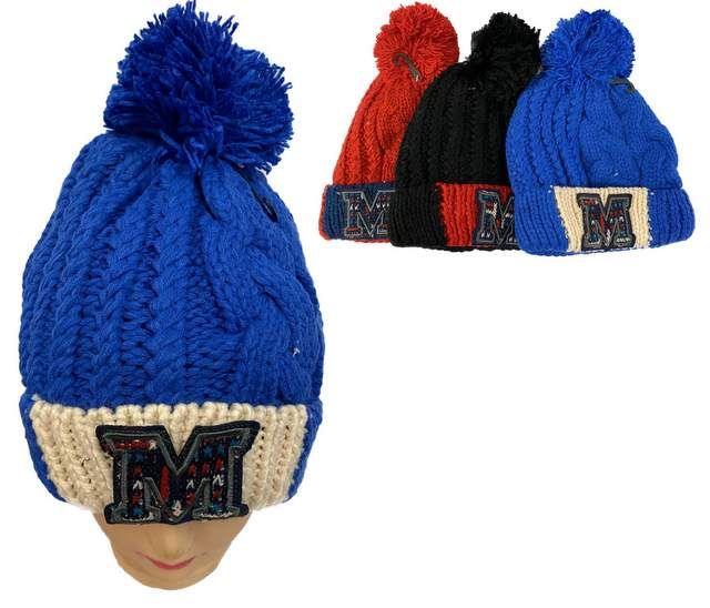 24 Pieces Wholesale Girl/lady M Knitted Winter Hat - Winter Beanie Hats