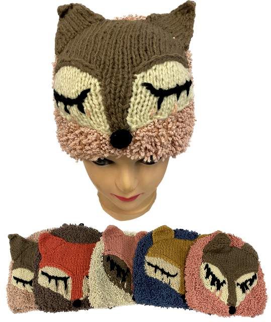 24 Pieces of Wholesale Fox Design Fleece Lined Winter Hat