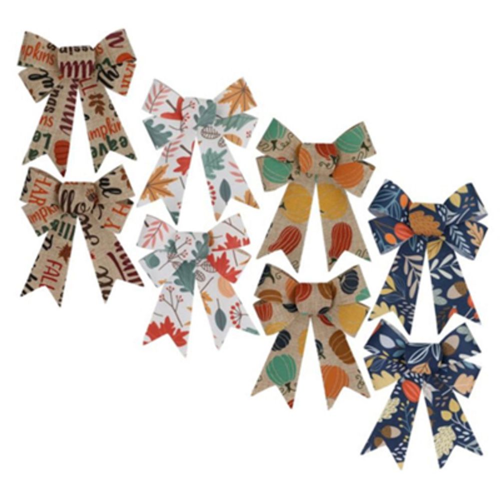 24 pieces of Harvest Printed Bows 2pk 5.5 X 8in