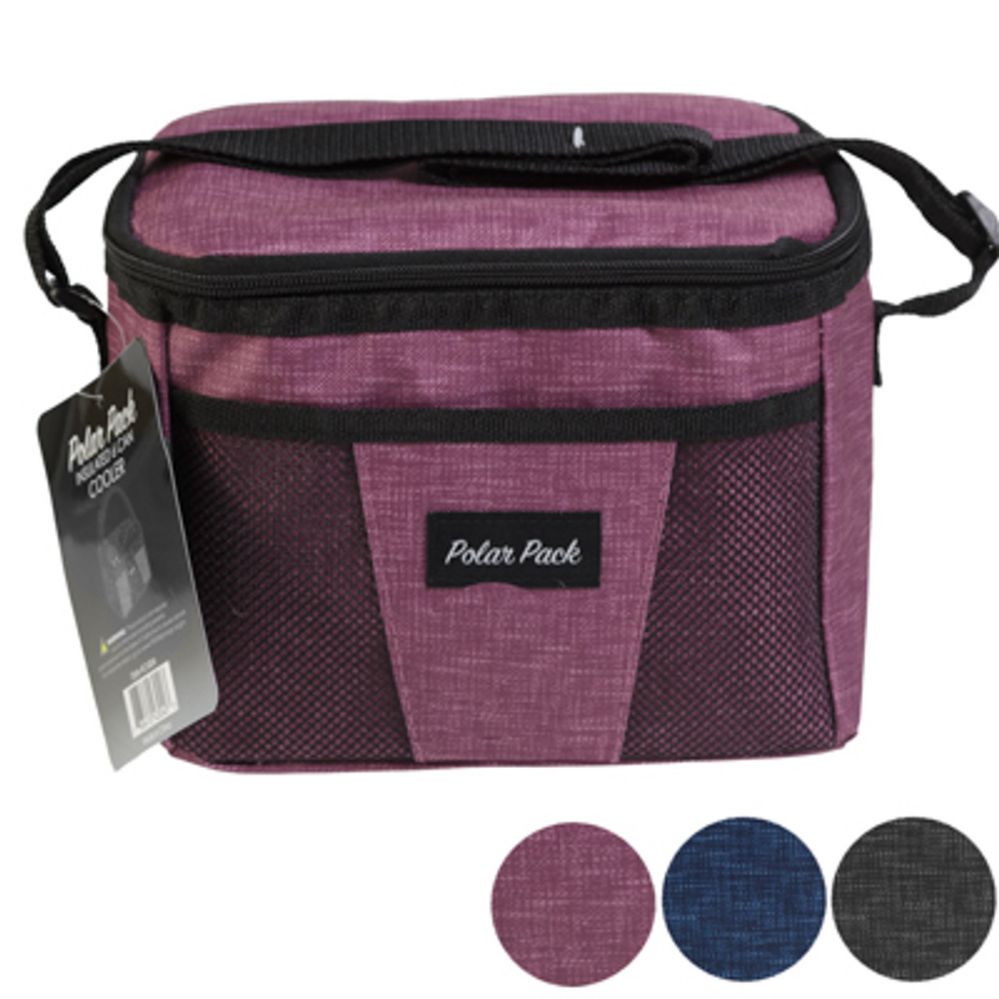 24 pieces of Cooler 6can Insulated 3assorted Charcoal, Navy, Mauve