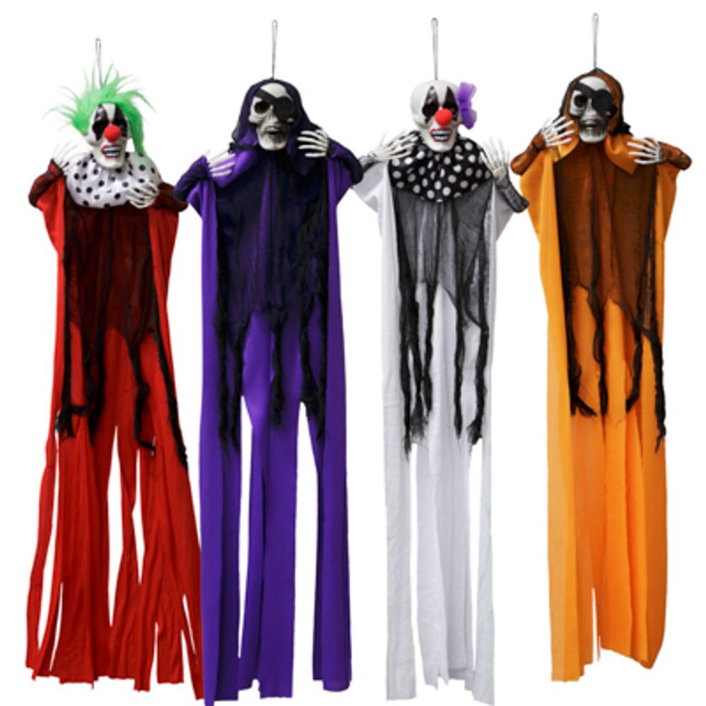 12 pieces Hanging Skeleton 2 Clown/2 Pirate 4ast 38in L Hlwn ht - Halloween