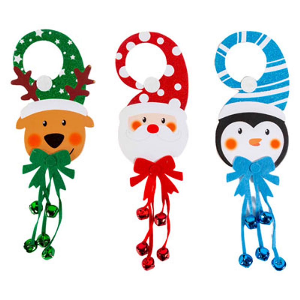 24 pieces Door Hanger Christmas Paperboard 13in 3ast W/bells & Glitter/ht - Christmas Decorations