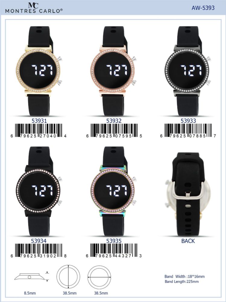 12 pieces Digital Watch - 53935 assorted colors - Digital Watches