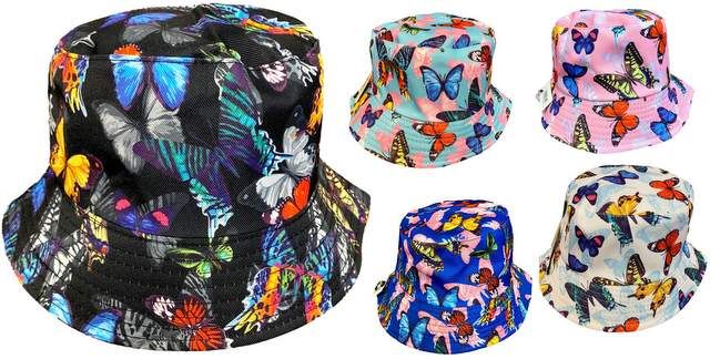 24 Pieces Wholesale Kids Size Butterfly Bucket Hat - Bucket Hats