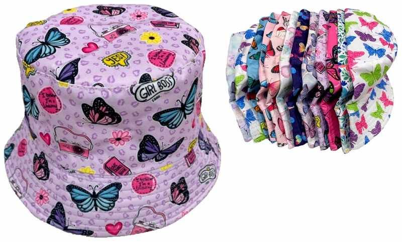24 Pieces of Wholesale Kids/children Butterfly Bucket Hat