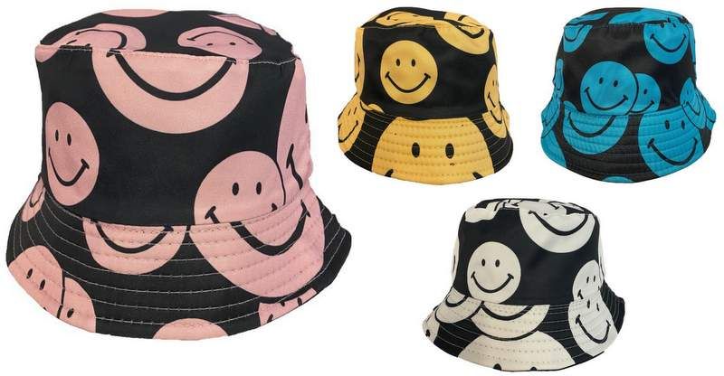 24 Pieces of Wholesale Smile Face Kids/children Bucket Hat