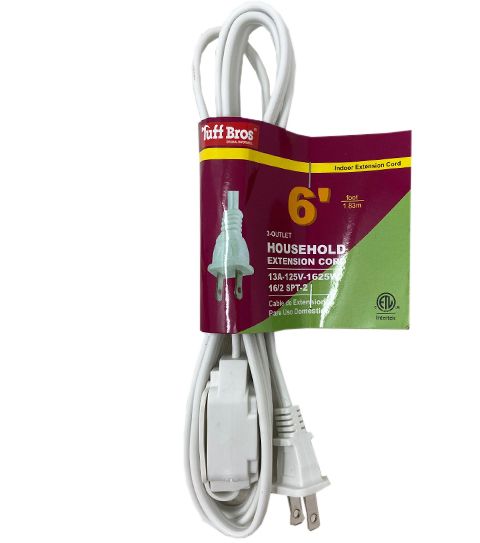 50 Pieces of 6ft White Extension Cord