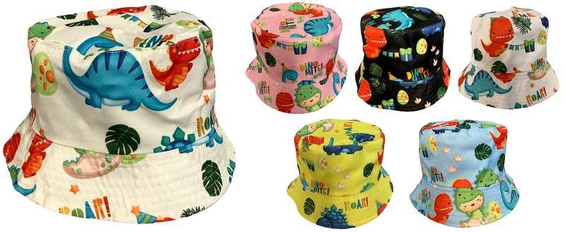 24 Pieces of Wholesale Dinosaur Kids/children Bucket Hat
