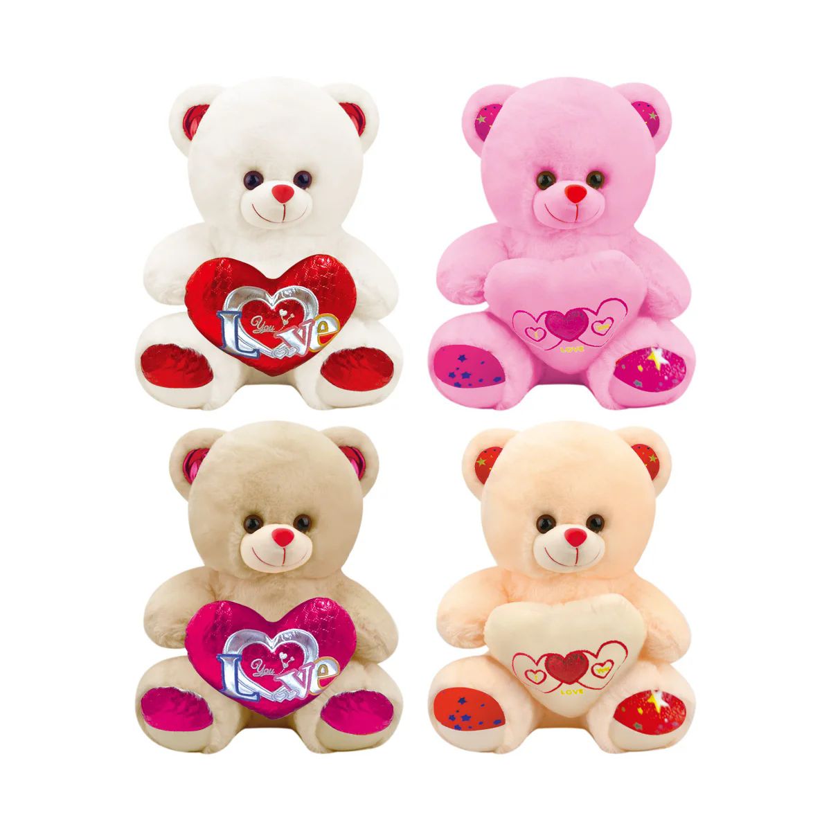 48 Pieces of 11" Bear With Heart Assorted Styles