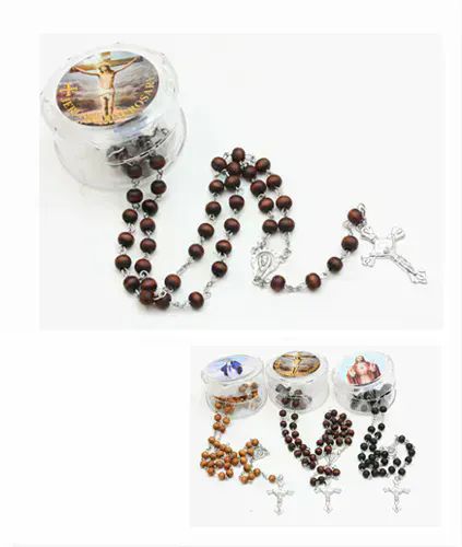 24 Pieces of Wholesale Scented Rosary In A Plastic Case Assorted Colors