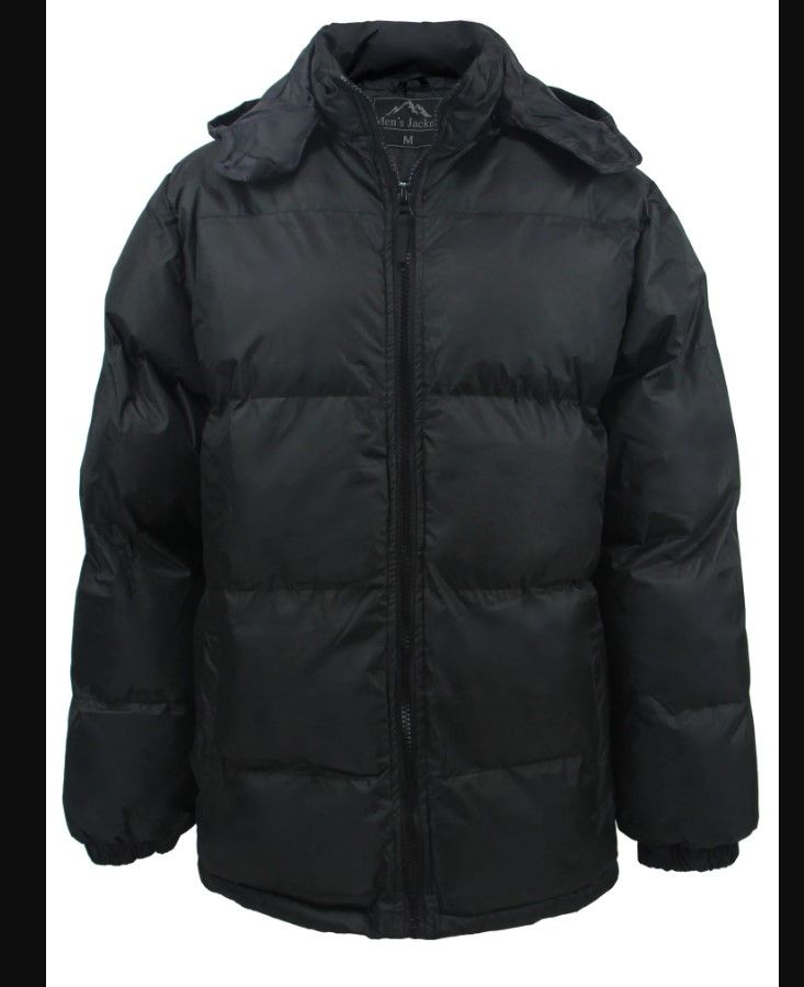 12 Pieces of Men's Synthetic Insulated Bubble Jacket With Detachable Hood Black Only
