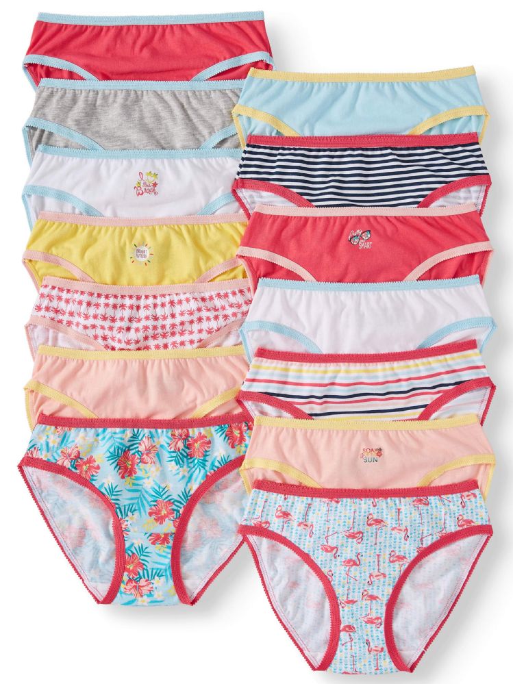 Girls 100% Cotton Assorted Printed Underwear Size 14