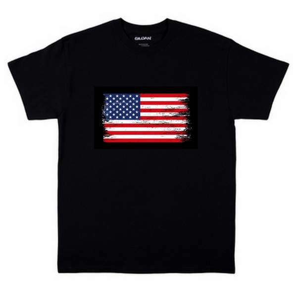 24 Pieces of Wholesale Usa Flag Black Color T-Shirt
