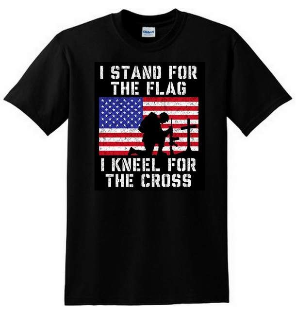 24 Pieces of Wholesale I Stand For The Flag Kneel For The Cross Black T Shirts