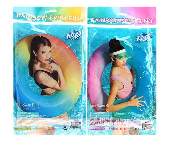12 Pieces of Bestway H2ogo Rainbow Swim Ring In Printed Bag