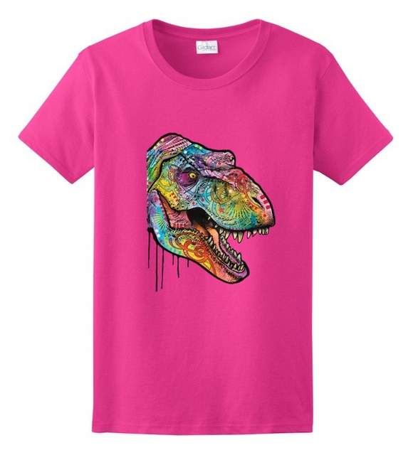 24 Pieces of Psychedelic T-Rex T-Shirt Pink Color