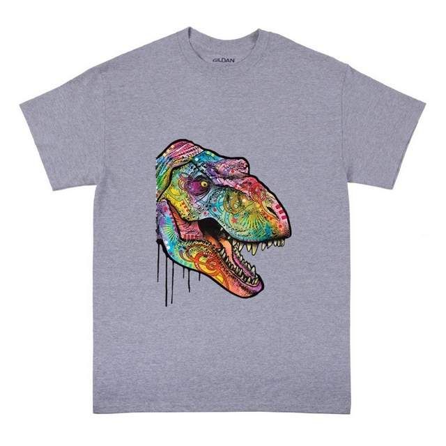 24 Pieces of Psychedelic T-Rex T-Shirt Sports Gray Color