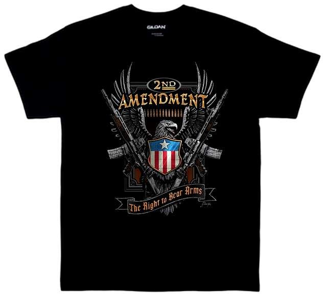 24 Pieces of 2nd Amendment Eagle Black Color T-Shirt