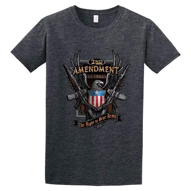 24 Pieces of 2nd Amendment Eagle Dark Heather Color T-Shirt