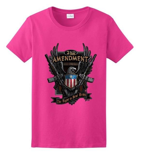 24 Pieces of 2nd Amendment Eagle Pink Color T-Shirt