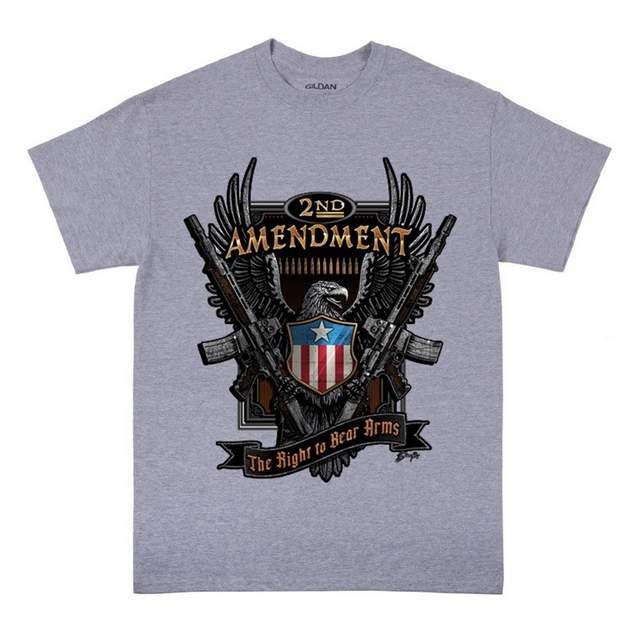 24 Pieces of 2nd Amendment Eagle Sports Gray Color T-Shirt