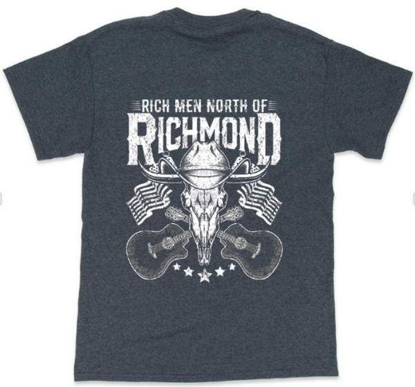 24 Pieces of Rich Men North Of Richmond Skull Dark Heather T-Shirts