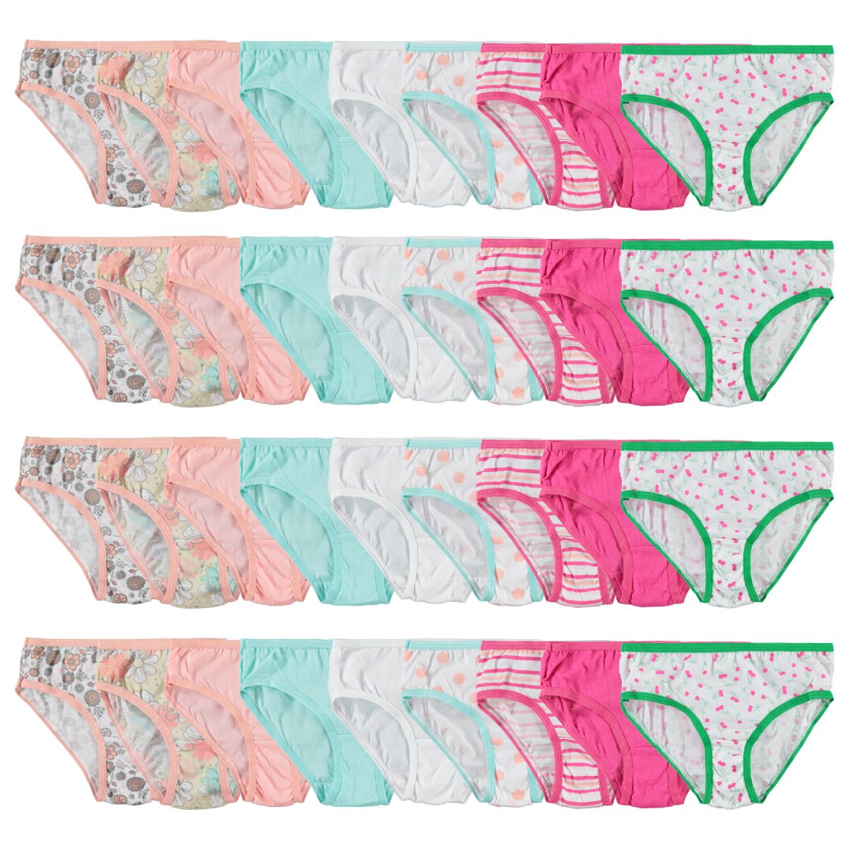 72 Wholesale Girls Cotton Blend Assorted Printed Underwear Size 2
