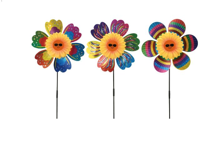 60 Pieces of 20" Smiley Face Floral Windmill