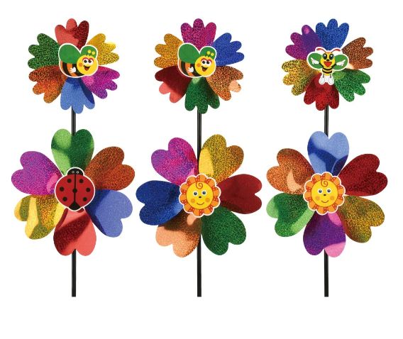60 Pieces of 19" Smiley Face Floral Windmill
