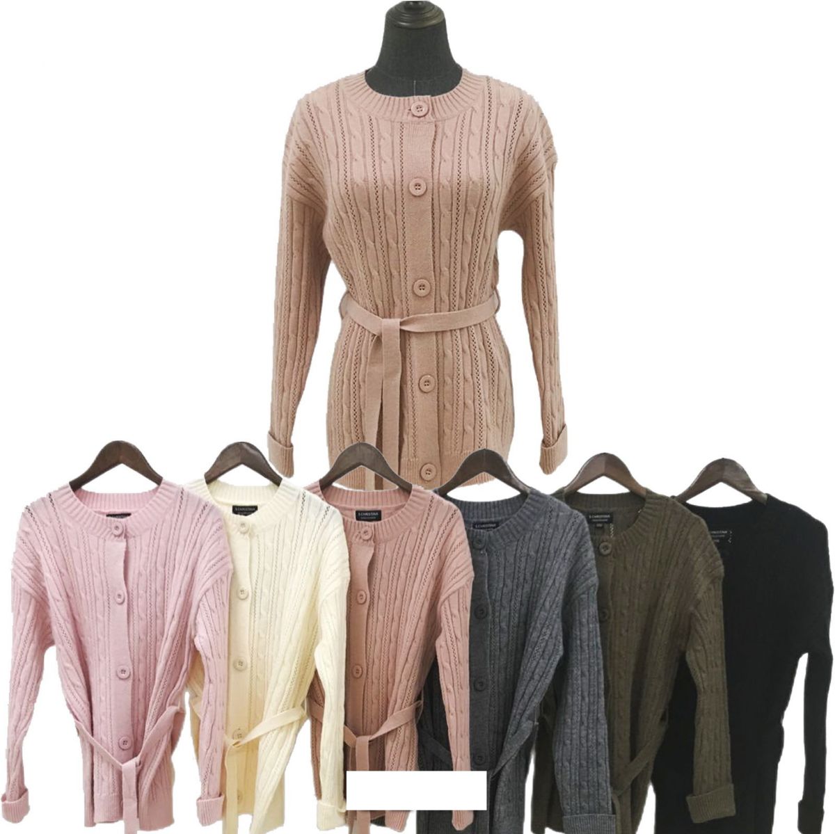 12 Pieces of Knitted Button Down Long Cardigan S/m