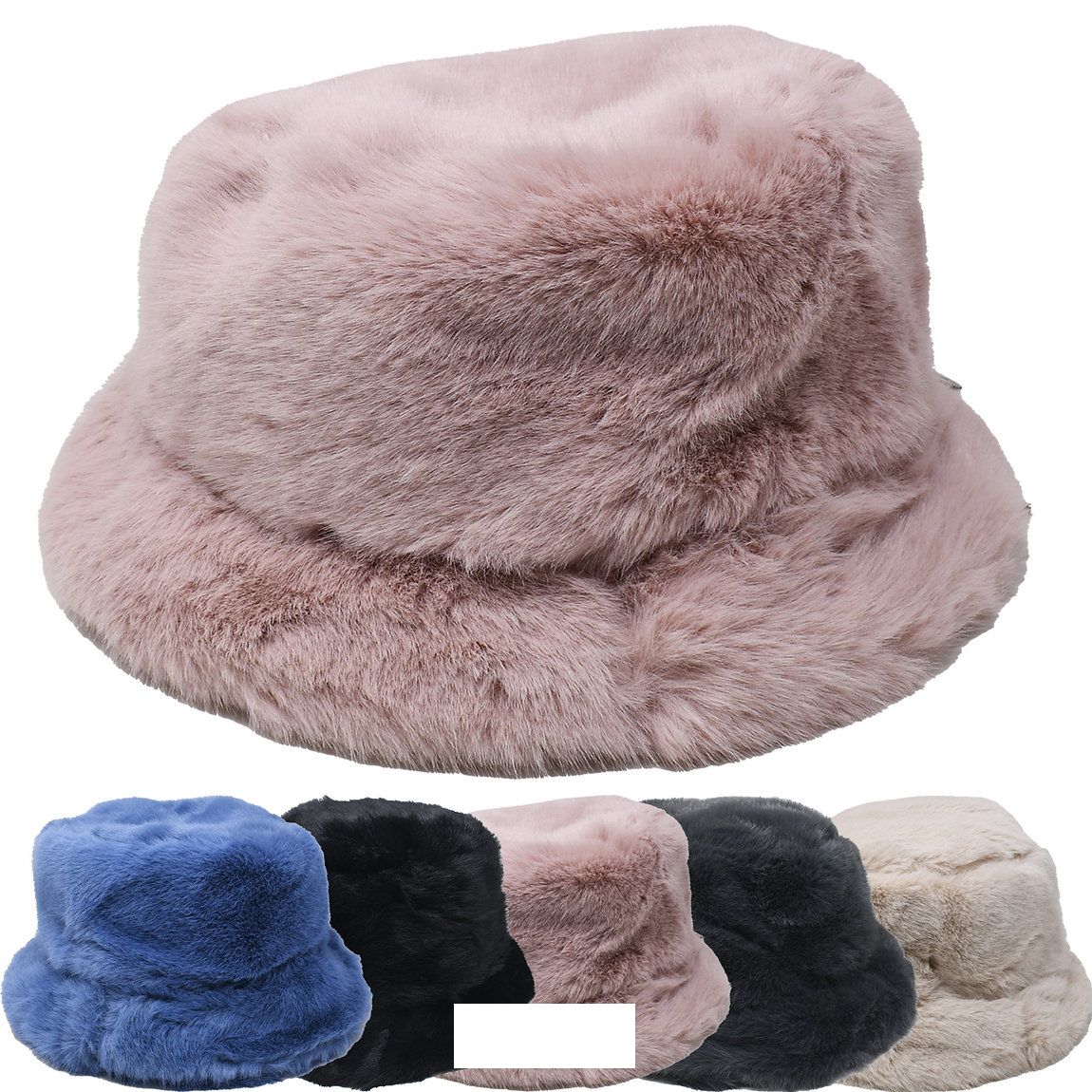 12 Pieces of Women's Winter Faux Fur Bucket Hat Style