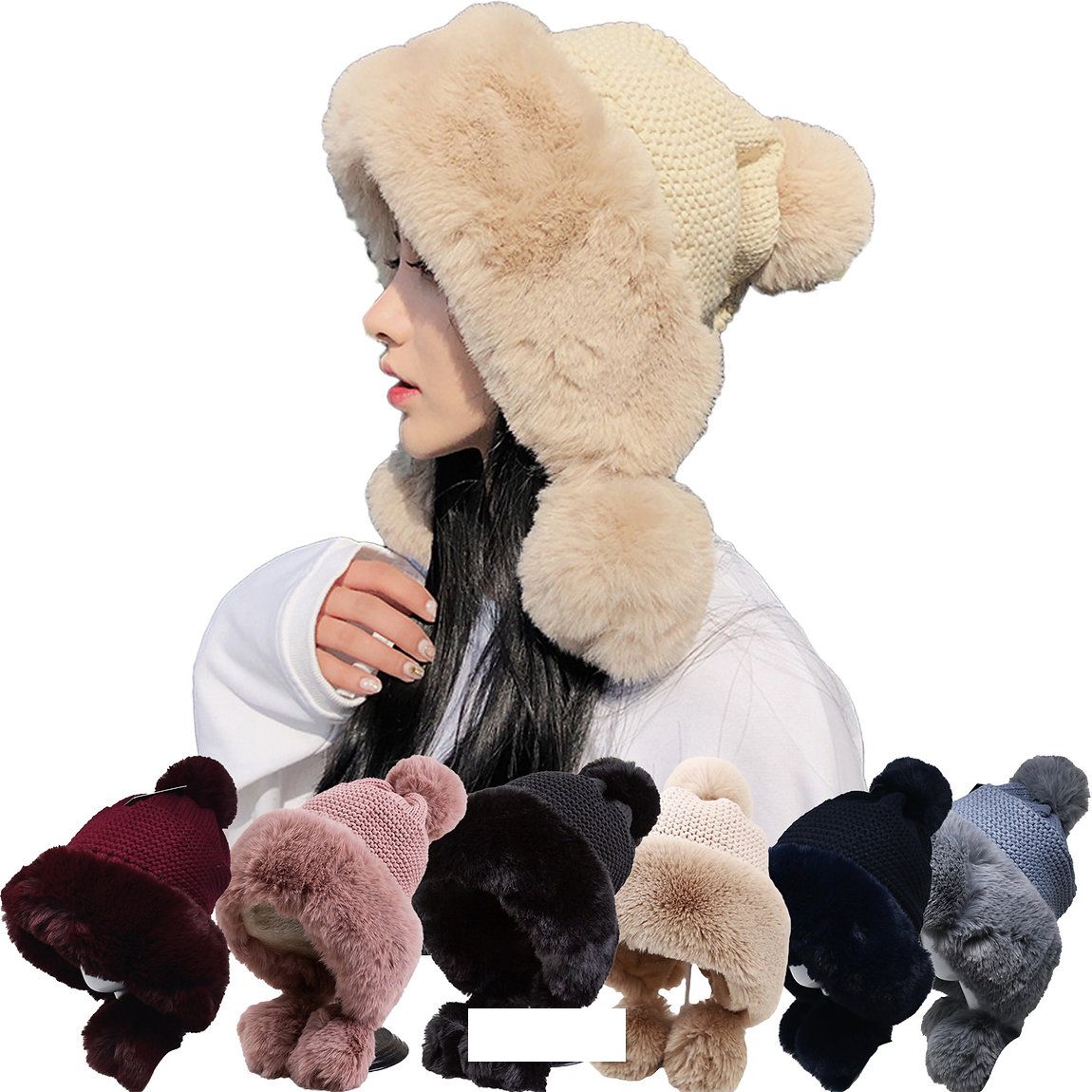 12 Pieces of Women's Winter Fashion Hats Two String Style In Assorted Colors