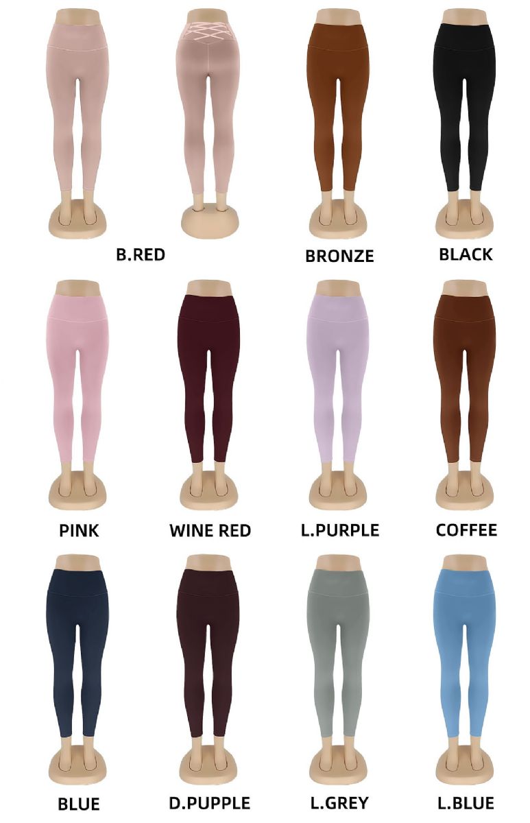12 Wholesale Women's Activewear Leggings B. Red