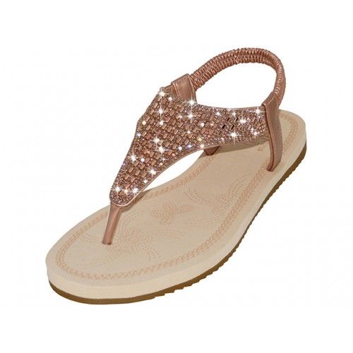 Rose gold flip flops with rhinestones online