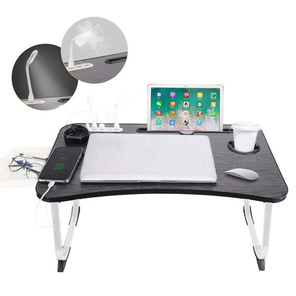 2 pieces of Folding Table With Electronics Charging Station And Usb Fan Light