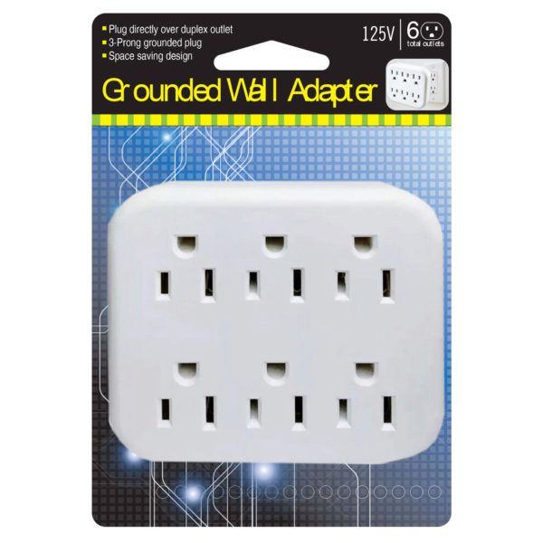 24 pieces of 125 Volt 6-Outlet Grounded Wall Adapter