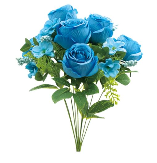 24 Pieces 12 Head Artificial Blue Roses - Artificial Flowers - at ...