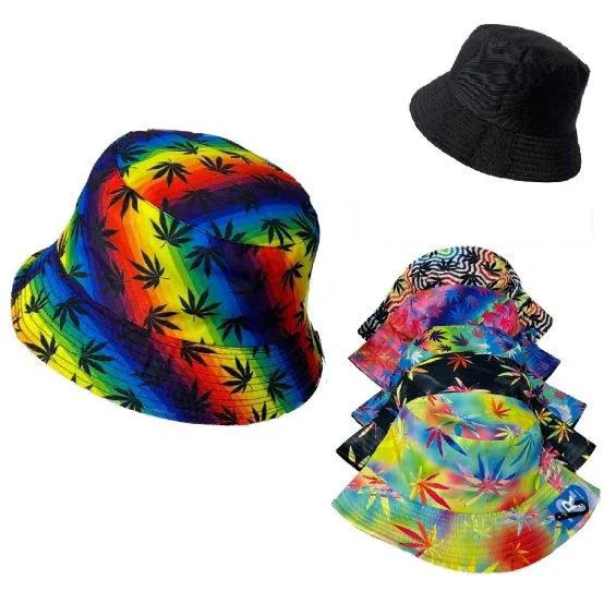 36 Pieces Tie -Dye Marijuana Leaves Bucket Hat - Bucket Hats - at ...