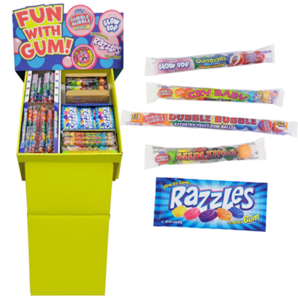 168 pieces Fun With Gum Shipper 5 Assorted 168ct In Floor Display ...