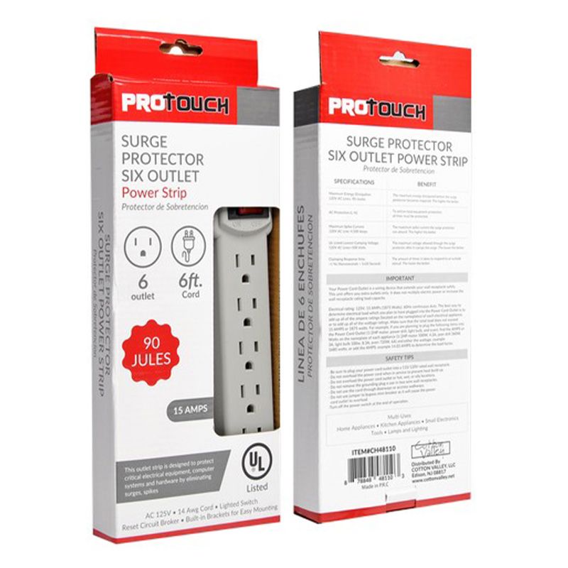 12 pieces of 6ft. 6 Outlet Surge Protector